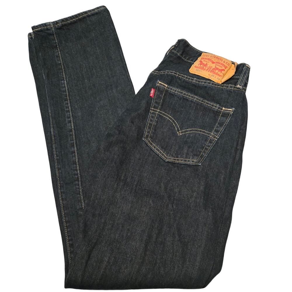 Levi's 501 Original Fit Jeans in a dark wash, specifically sized at W29 L34. - Picture 2 of 8